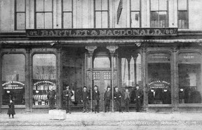 Bartlet, MacDonald and Gow importers of Dry Goods. 116-122 Ouellette Ave. AND 17-23 Sandwich St.  Left to right, E.W.S. Baurer,Fred Wickham, Fred Housen,  A.W.Cronk, Alex Janisse, Tom Brown, Dick Bowden and Alex Gow.(The Windsor Star-FILE)