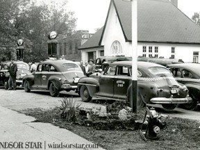 Sept.1945-The gas station at London St. (University Ave.) and Crawford Ave. was doing a bumper business yesterday and again today. it seems taxis from Detroit crossed the river in order to get gasoline to do their business back home. (The Windsor Star-FILE)