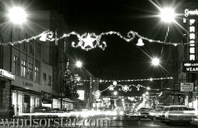 Dec.2/1961-Bright lights turn night into day fro Windsor's yuletide shoppers. (The Windsor Star-FILE)