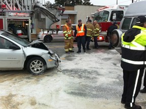 Crews on the scene of a collision on Tecumseh Road in Windsor (Photo By: Nick Brancaccio)