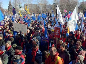 A crowd of CAW workers at the Electro-Motive rally in London on Jan. 21, 2012. (Photo By: Nick Brancaccio)