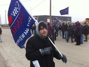 CAW member Tyler Gretzky protests on Jan. 26, 2012. (Photo By: Jason Kryk)