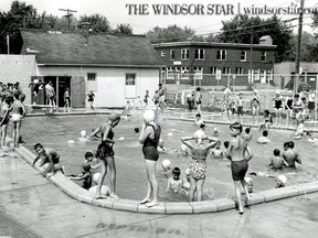 Lasalle,Ont. Aug.8/1959- Lasalle Youth Centre Committee's new pool at Front Rd. and Gladstone Ave. is providing entertainment for 200 children a day. The pool opened in July, was built at an estimated cost of $20,000. (The Windsor Star-FILE)