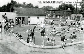 Lasalle,Ont. Aug.8/1959- Lasalle Youth Centre Committee's new pool at Front Rd. and Gladstone Ave. is providing entertainment for 200 children a day. The pool opened in July, was built at an estimated cost of $20,000. (The Windsor Star-FILE)