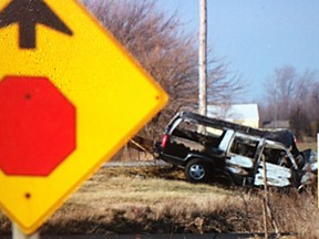 A truck was involved in a collision near Rochester Town Line and County Road 46. (Photo By Jason Kryk)