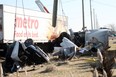 The scene of a fatal motor vehicle accident involving a tractor trailer and a pickup truck on county road 42 at Renaud Line in Lakeshore, Ontario on February 9, 2012. (DYLAN KRISTY/ The Windsor Star)