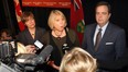 Teresa Piruzza, left, MPP Windsor West, Deb Matthews, Minister of Health and Long-Term Care and Dwight Duncan, right, Minister of Finance speak to reporters following a Chamber of Commerce luncheon held at Giovanni Caboto Club of Windsor February 3, 2012. (NICK BRANCACCIO/The Windsor Star)