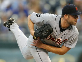 Duane Below #64 of the Detroit Tigers throws in the sixth inning against the Kansas City Royals at Kauffman Stadium on August 7, 2011 in Kansas City, Missouri. (Photo by Ed Zurga/Getty Images)