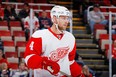 Jakub Kindl #4 of the Detroit Red Wings looks on the St. Louis Blues at Joe Louis Arena on March 30, 2011 in Detroit, Michigan. (Photo by Gregory Shamus/Getty Images)