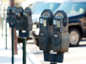 Parking meters line the west side of Victoria Avenue near University Avenue in downtown Windsor, on August 26, 2010. (Jason Kryk/The Windsor Star)