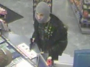 Police released this photo of a suspect wanted in connection with an armed robbery.