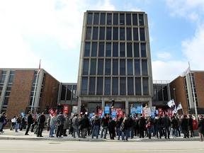 Students take part in a rally at the University Windsor on February 1, 2012. The group was hoping to raise awareness of the rising cost of education. (TYLER BROWNBRIDGE / The Windsor Star)