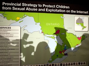 An image from an OPP press conference in Vaughan, Ont. on Feb. 2, 2012 revealing a massive child porn investigation that has led to the arrests of 60 people across the province. -- Matthew Sherwood / Special to The National Post