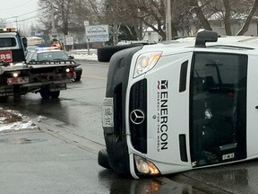 A two-truck acident clogged traffic on Tecumseh Road East on Tuesday morning.