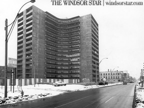 Windsor,Ont.Feb.13/1967-Looking west on Riverside Dr. is Le Goyeau apartments under construction on Riverside Dr. E and Goyeau St. (The Windsor Star- Mike Bunt) HISTORIC