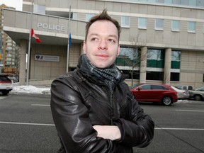 Chris Rabideau stands outside the Windsor Police headquarters, Thursday January 13, 2011.