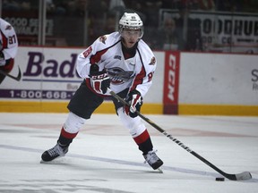 Windsor's Alexander Khokhlachev brings the puck up ice in the third period as the Windsor Spitfires host the Kingston Frontenacs at the WFCU Centre, Thursday, Oct. 27, 2011. (Dax Melmer/The Windsor Star)