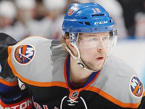 Josh Bailey #12 of the New York Islanders skates against the New Jersey Devils at Nassau Veterans Memorial Coliseum on March 4, 2012 in Uniondale, New York. The Islanders defeated the Devils 1-0. (Photo by Mike Stobe/NHLI via Getty Images)