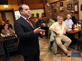 NDP leadership candidate Brian Topp speaks to a group of NDP members at Elias Deli in Windsor on Wednesday, March 7, 2012. (TYLER BROWNBRIDGE / The Windsor Star)