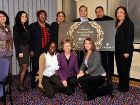 WEST Staff and Board members. (WomenÕs Enterprise Skills Training of Windsor Inc. are pictured with Kevin Laforet, President and CEO of Caesars. In celebration of International Women's Day (March 8) Caesars Windsor donated $10,000 each to Women's Enterprise Skills Training of Windsor Inc. (WEST) and Windsor Women Working with Immigrant Women (WWWWIW). SPECIAL TO THE STAR/ Cynthia Radford