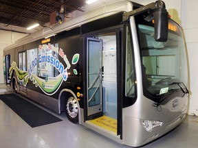 A prototype of the BYD electric bus is shown in Mississauga in this 2011 file photo. (Courtesy of The Mississauga News)