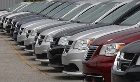 A row of Grand Caravans at the Pinnacle Chrysler dealership in June 2011.