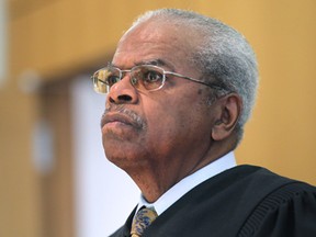 Judge Prentis Edwards listens at a hearing with Matty Moroun in the Wayne County Circuit Court in Detroit, MI on Mar. 22, 2012.