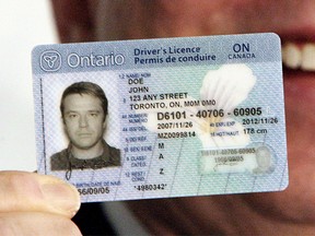 An example of an Ontario driver's licence is seen in this 2007 file photo.