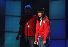 Zhongtian Wang of Windsor, a competitor in the 2012 Canspell national spelling bee, goes through a soundcheck in Toronto on Mar. 27, 2012.