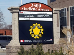 The exterior of the Canada Border Services Agency office on Ouellette Avenue in Windsor, Ont. is seen in this February 2011 file photo. (Jason Kryk / The Windsor Star)