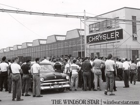 Windsor,ONT.July 31/1953- Between 50 and 75 strikers were massed around the gate at the south end of Plant 2 believing the trucks would leave by that route. (The Windsor Star-FILE) HISTORIC