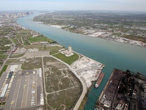 An aerial view of the proposed site of the Detroit River International Crossing. Photographed April 23, 2010. (Tyler Brownbridge / The Windsor Star)