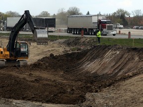Workers start exccavation of the six-lane Windsor-Essex Parkway.