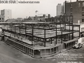 Windsor,ONT. OCT. 24/1947-S.S. Kresge Company store under construction in Windsor at the corner of Ouellette Ave. and Chatham St. looking east (The Windsor Star-FILE)