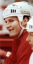 Detroit Red Wings forward Bob Probert is seen on the bench at Joe Louis Arena in this 1992 file photo. (Rob Gurdebeke / The Windsor Star)