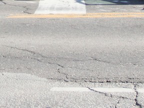 The surface of a Windsor road is seen in this Feb. 2012 file photo. Can you guess the street? (Dylan Kristy / The Windsor Star)