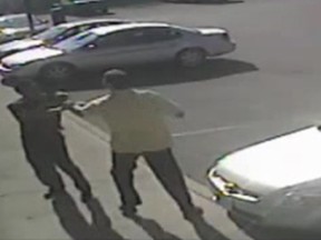 A screen grab of surveillance video footage showing Det. David Van Buskirk's unprovoked assault on Dr. Tyceer Abouhassan at Jackson Park in Windsor, Ont. on April 22, 2010.