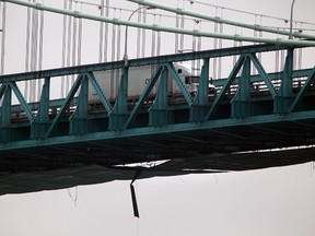 A section of the Ambassador Bridge that was under repair is seen in this photo taken January 12, 2012 -- the day after worker Kent Morton fell from the bridge to his death. (Nick Brancaccio / The Windsor Star)