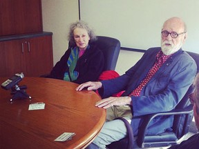 Margaret Atwood and Graeme Gibson are seen meeting with The Windsor Star's editorial board on May 10, 2012. (Dylan Kristy/The Windsor Star)