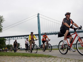 Cyclists are shown taking part in the 2010 Bike the Bridge event in this file photo. (Ben Nelms / The Windsor Star)