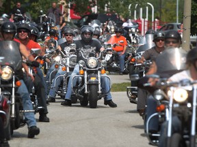 Motorcyclists depart from the K Walter Ranta Marina in Amherstburg during the Windsor Telus Motorcylce Ride for Dad, Sunday, May 27, 2012. (Dax Melmer/The Windsor Star)