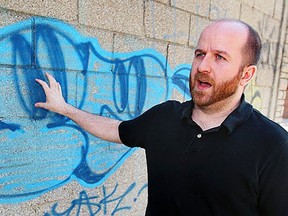 Riverside business owner Greg Plante is dealing with a graffiti issue which has become a nuisance in recent years Tuesday May 29, 2012. (NICK BRANCACCIO/The Windsor Star)