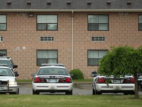 Windsor police cruisers are parked outside the Ramada Inn on Walker and Division Roads Saturday, May 26, 2012 where two teenage boys were stabbed during an early morning altercation. (DAX MELMER/The Windsor Star)