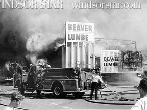 May 22/1962-Firefighters battle the Beaver Lumber blaze on Tecumseh rd. West. (The Windsor Star-FILE)