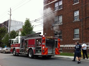 Windsor firefighters on the scene of a blaze near the intersection of Victoria and Ellis on May 29, 2012. (Jason Kryk/The Windsor Star)