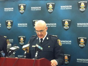 Acting chief of Windsor police Al Frederick speaks at a press conference on Det. David Van Buskirk at Windsor police headquarters on May 2, 2012. (Dylan Kristy / The Windsor Star)