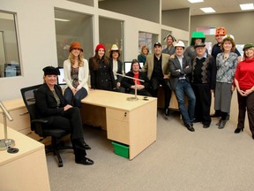 The Downtown Windsor Business Accelerator tenants and board members pose in support of Hats on for Healthcare Day back in February 2012. (Photo by: Trevor Booth)