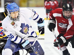 Newly signed Windsor Spitfires Josh Ho-Sang (L) and Ryan Verbeek (R) are seen in these file photos.