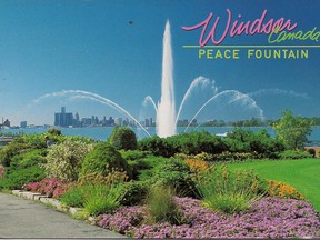An undated postcard image of Windsor's Charlie Brooks Memorial Peace Fountain in action. The fountain's summer season of daily shows began on May 17.