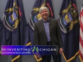 A screen grab from one of Michigan Governor Rick Snyder's online town hall meetings.